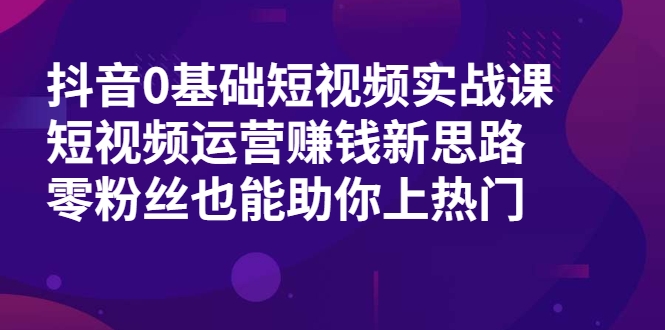 抖音0基础短视频实战课，短视频运营赚钱新思路，零粉丝也能助你上热门插图