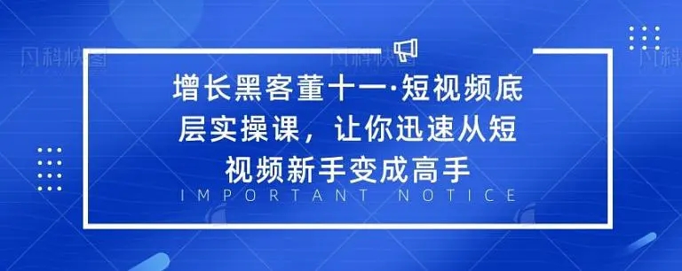 增长黑客董十一·短视频底层实操课，从短视频新手变成高手插图