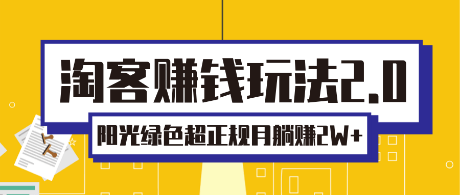 淘客赚钱玩法2.0，阳光绿色超正规项目，月躺赚2W+【视频课程】插图