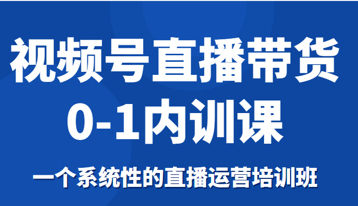 视频号直播带货0-1内训课，一个系统性的直播运营培训班插图