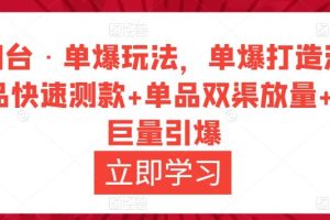 万相台·单爆玩法，单爆打造流程+单品快速测款+单品双渠放量+単品巨量引爆