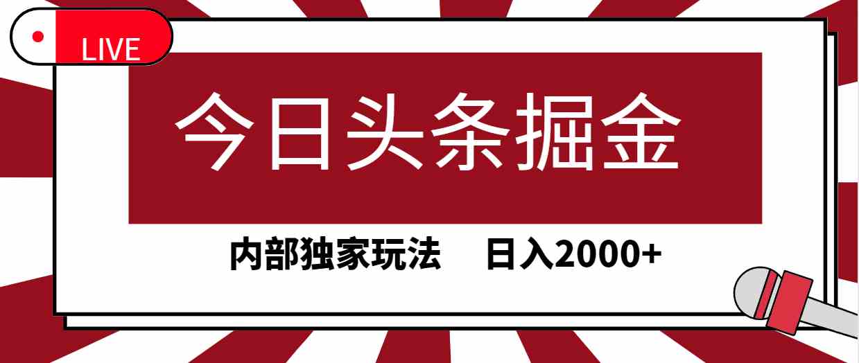 D-0027今日头条掘金，30秒一篇文章，内部独家玩法，日入2000+